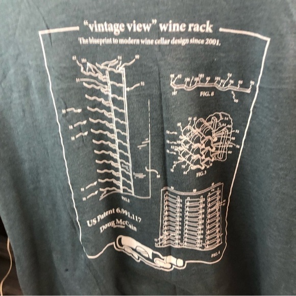 Next Level Wine Cellar Tee Men XL Green Front Graphic of Wine Storage Plans - Picture 2 of 8